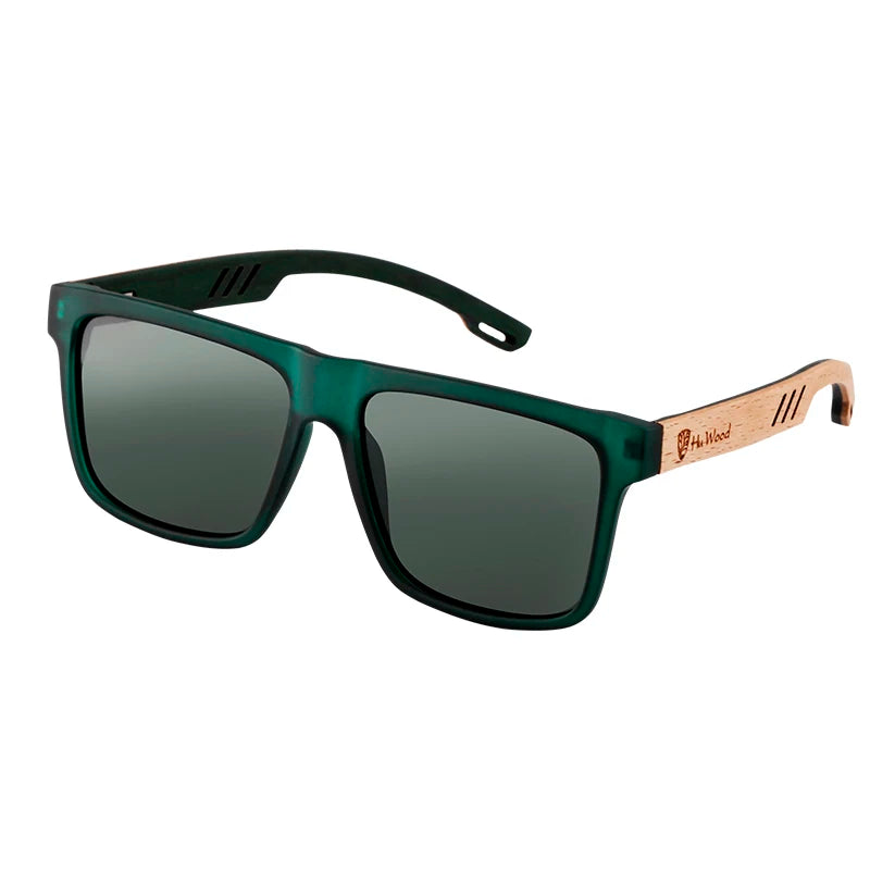 HU WOOD Square Polarized Sunglasses for Men — UV400 Fashion Sport & Driving Sun Glasses