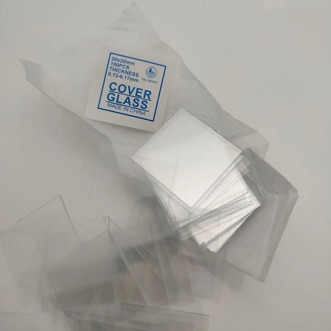 100 Pcs Transparent Square Glass Slides Coverslips - Optical Instrument Microscope Cover Slips for Microscopy