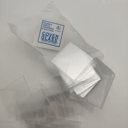100 Pcs Transparent Square Glass Slides Coverslips - Optical Instrument Microscope Cover Slips for Microscopy