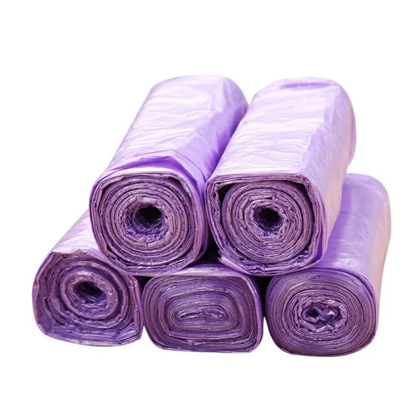 5 Rolls PE Disposable Trash Bags – Colorful Leak Resistant Garbage Bags 45×50cm for Kitchen Living Room Waste Storage Bags