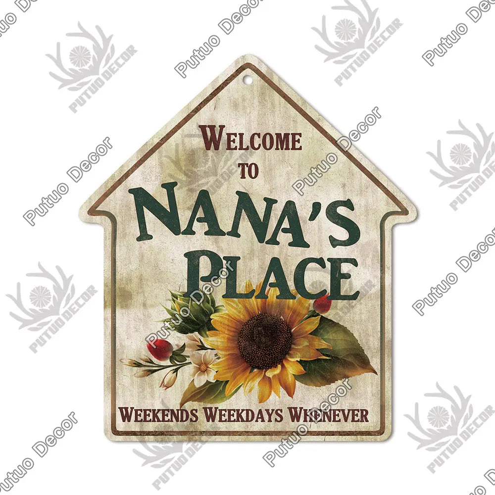 Putuo Decor Welcome House Shaped Wooden Sign – Rustic Hanging Plate for Home, Living Room Wall Decor
