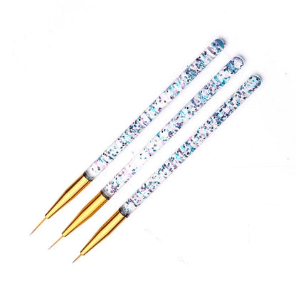 3PCS Acrylic French Nail Art Painting Pens - Slim Line Drawing Brushes for 3D Tips, UV Gel & Manicure Designs