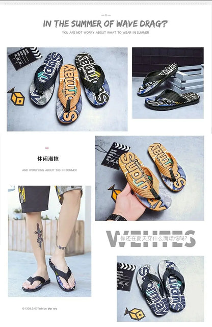 2023 Men’s Flip Flops – Trendy Anti-Skid Casual Beach Slides, Outdoor & Household Sandals