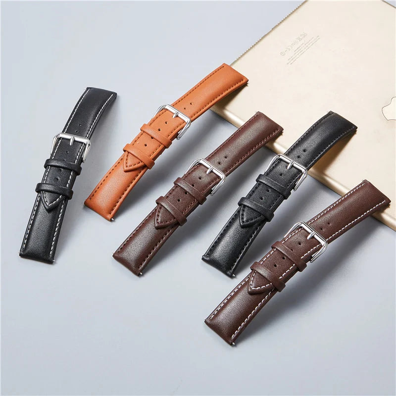 Genuine Leather Watch Bands - Calfskin Replacement Straps for Men & Women, 18mm-24mm
