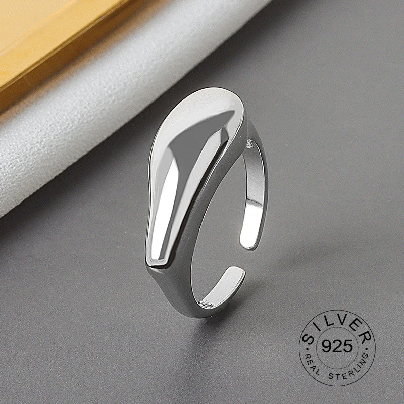 925 Sterling Silver Women’s Open Wave Ring – Irregular Wide Noodle Design Gift
