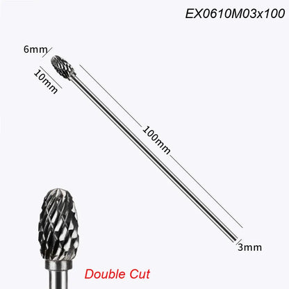 Extra Long 100mm Rotary Rasp File | Carbide Burr Alloy Bits for Metal & Wood Carving | Milling Cutter Drill Abrasive Tool