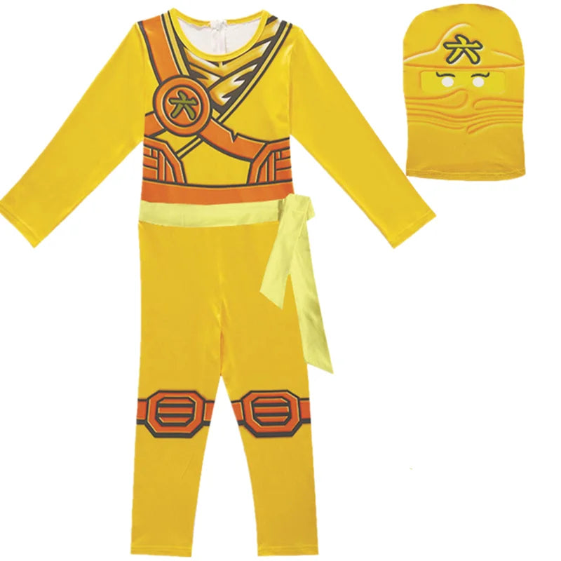 Kids Ninja Cosplay Costume Jumpsuit Set – Halloween & Christmas Party Outfit, Street Ninja Anime Samurai Suit