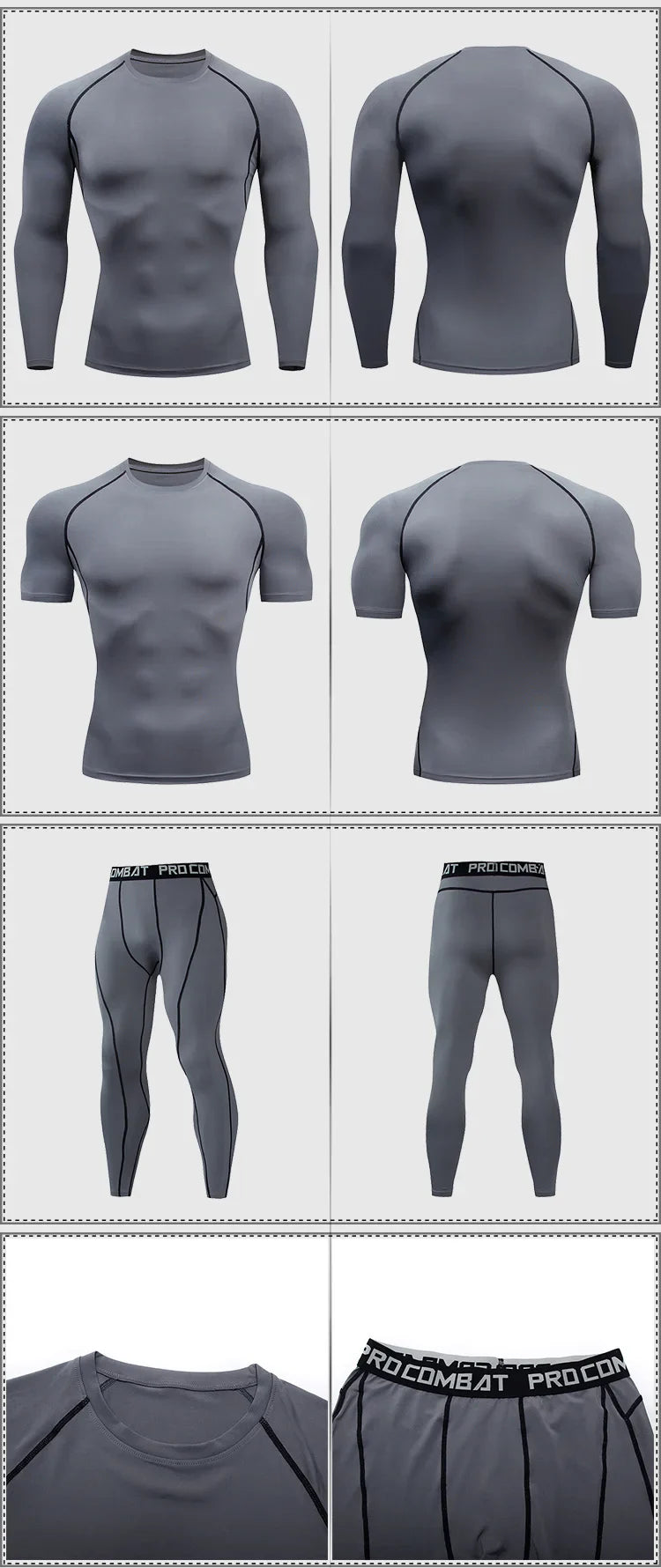 2-Piece Men’s Compression Sportswear Set — Gym, Yoga, Workout & Jogging Tracksuit