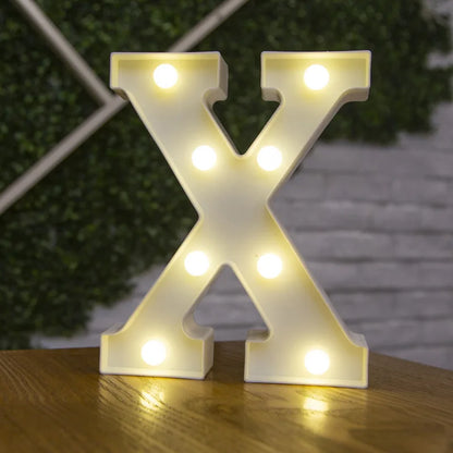 Alphabet & Number LED Lamp Night Light – Warm Battery-Powered Luminous Letter Light for Home, Wedding, Birthday & Party Decoration