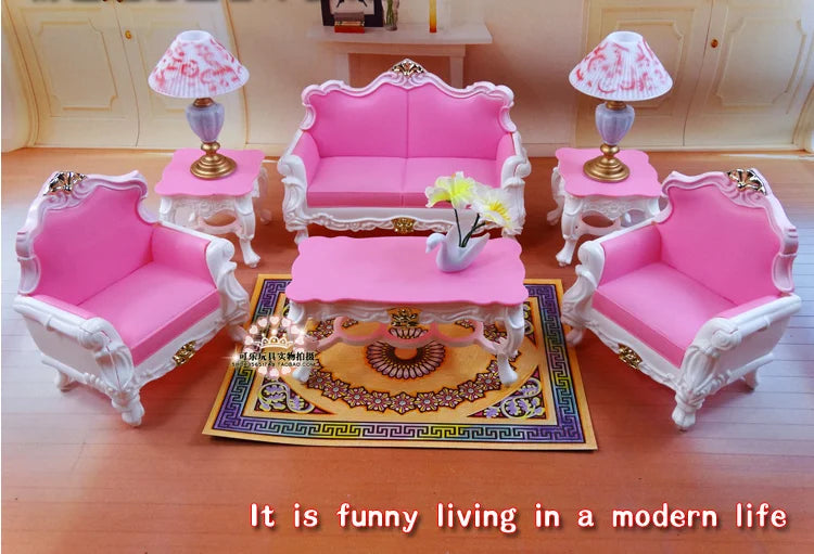 Barbie Doll Furniture Set – Miniature Playhouse Accessories for Fashion Dolls