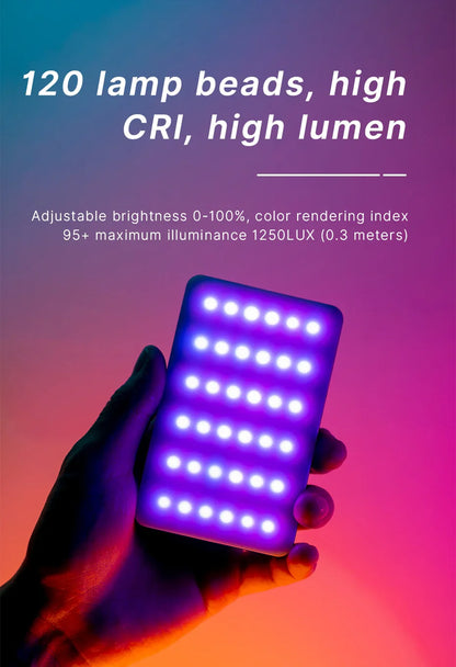 Ulanzi VL120 Full Color RGB Video Light – Dimmable 2500K-9000K LED Photography & Vlog Fill Light for Cameras