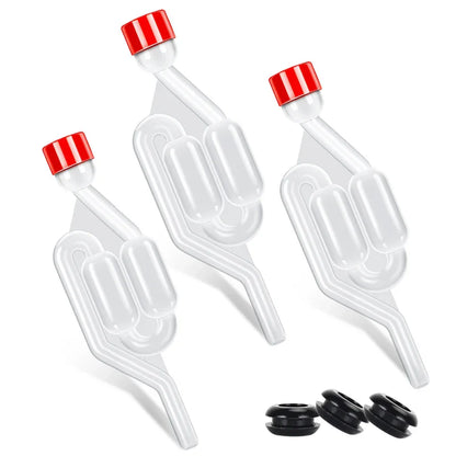 3PCS S-Shape Airlocks for Homebrewing – Bubble Airlock Carboys Stopper & Fermenter Seal Valve with Food-Grade Grommets for Wine Making