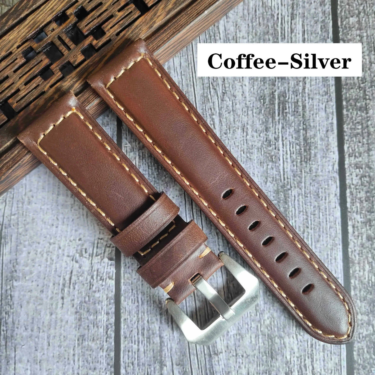 Genuine Leather Watch Band for Panerai Luminor & Radiomir – 18mm-24mm High-Quality Strap with Stainless Steel Buckle