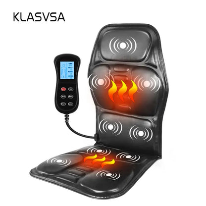 KLASVSA Electric Back Massager Cushion – Heated Vibrating Massage Chair for Lumbar & Neck Pain Relief at Home, Office, Car
