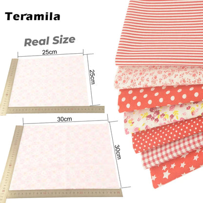 Teramila 7/8 Pcs Patchwork Quilt Fabrics Set - 30x30cm/25x25cm Cotton Sewing Cloth for Needlework and Handmade Projects