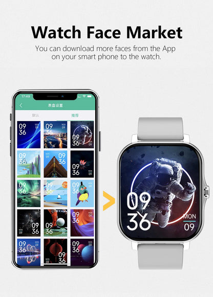 Smartwatch with Full Touch Screen — Call, Message Reminder, Music Control & Multi-Function Fitness Tracker, Compatible with iPhone & Android