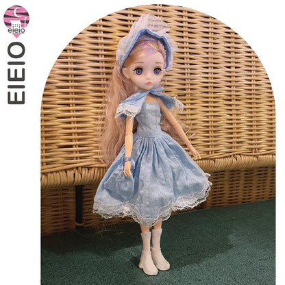 Slim 26cm BJD Doll for Girls – 13 Movable Joints with Princess Outfit, Blue Eyes & Eyelash Accessories