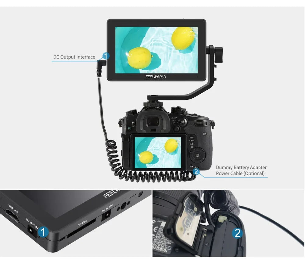 FEELWORLD F6 PLUS V2 6" DSLR Camera Field Monitor – 3D LUT, Touchscreen IPS, 1920x1080 FHD, 4K Support, Focus Assist