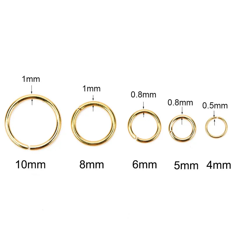 100pcs Stainless Steel Open Jump Rings Set | Never Fade | 4/5/6/8/10mm Split Rings Connectors | Necklace & Bracelet Jewelry Accessories