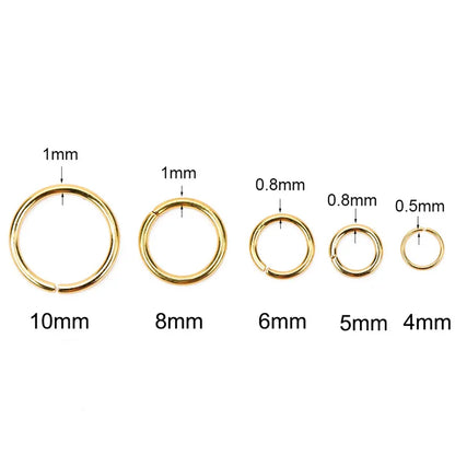 100pcs Stainless Steel Open Jump Rings Set | Never Fade | 4/5/6/8/10mm Split Rings Connectors | Necklace & Bracelet Jewelry Accessories