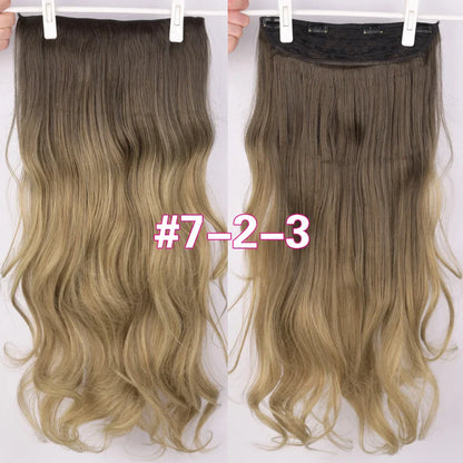 DinDong 32" Clip-In Hair Extensions — 210G Synthetic Wavy, Heat Resistant, 613# Blonde & 19 Colors