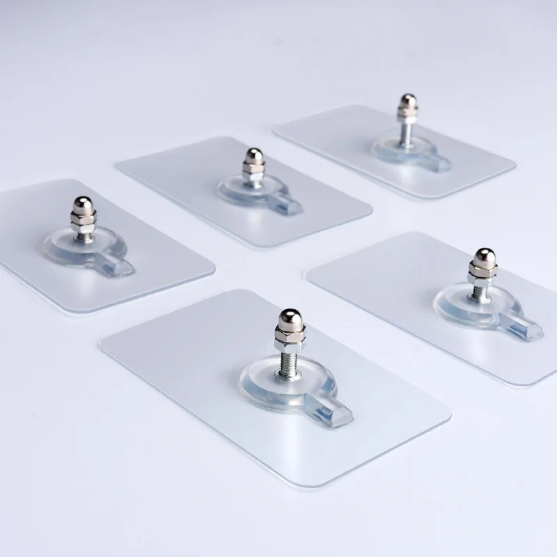 Transparent Self-Adhesive Wall Hook for Pictures - Screw Hook Hanger with Wall Screw Sticker - Door and Wall Hanger Hooks