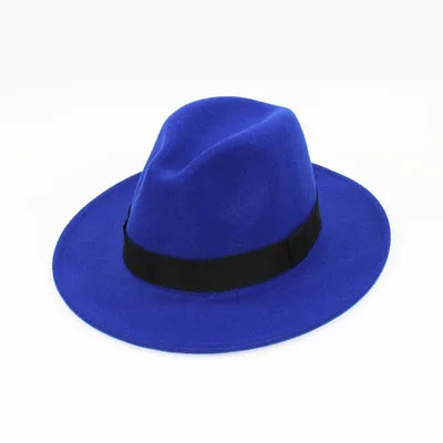 Unisex Black Fedora Hat – Wide Brim Jazz Panama Top Hat for Autumn and Winter – Classic Gentleman Style