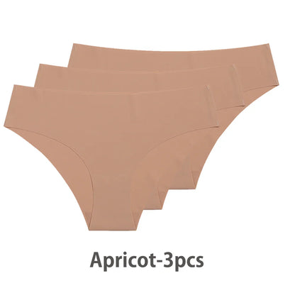 3PCS Seamless Silk Panties for Women – Breathable Low Waist Invisible Briefs, Soft & Sexy Underwear Set
