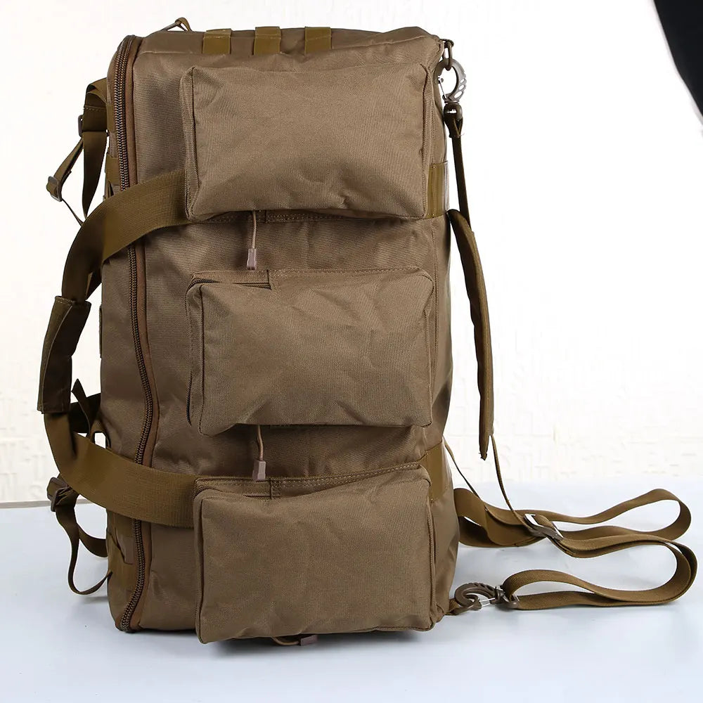 55L Tactical Duffel Bag – Large Camping Backpack for Hiking, Mountaineering, Travel & Gym, Men's Weekend Utility Bag