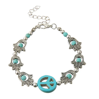 Gypsy Boho Tibetan Turquoise Bracelet for Women & Men – Vintage Elastic Ethnic Bangle Jewelry
