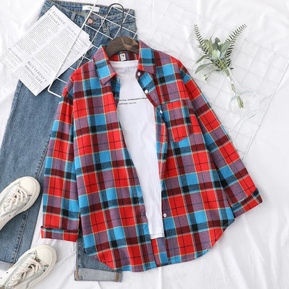 2025 Women’s Flannel Plaid Shirt – Casual Loose Cotton Long Sleeve Blouse, Designer Style Tops