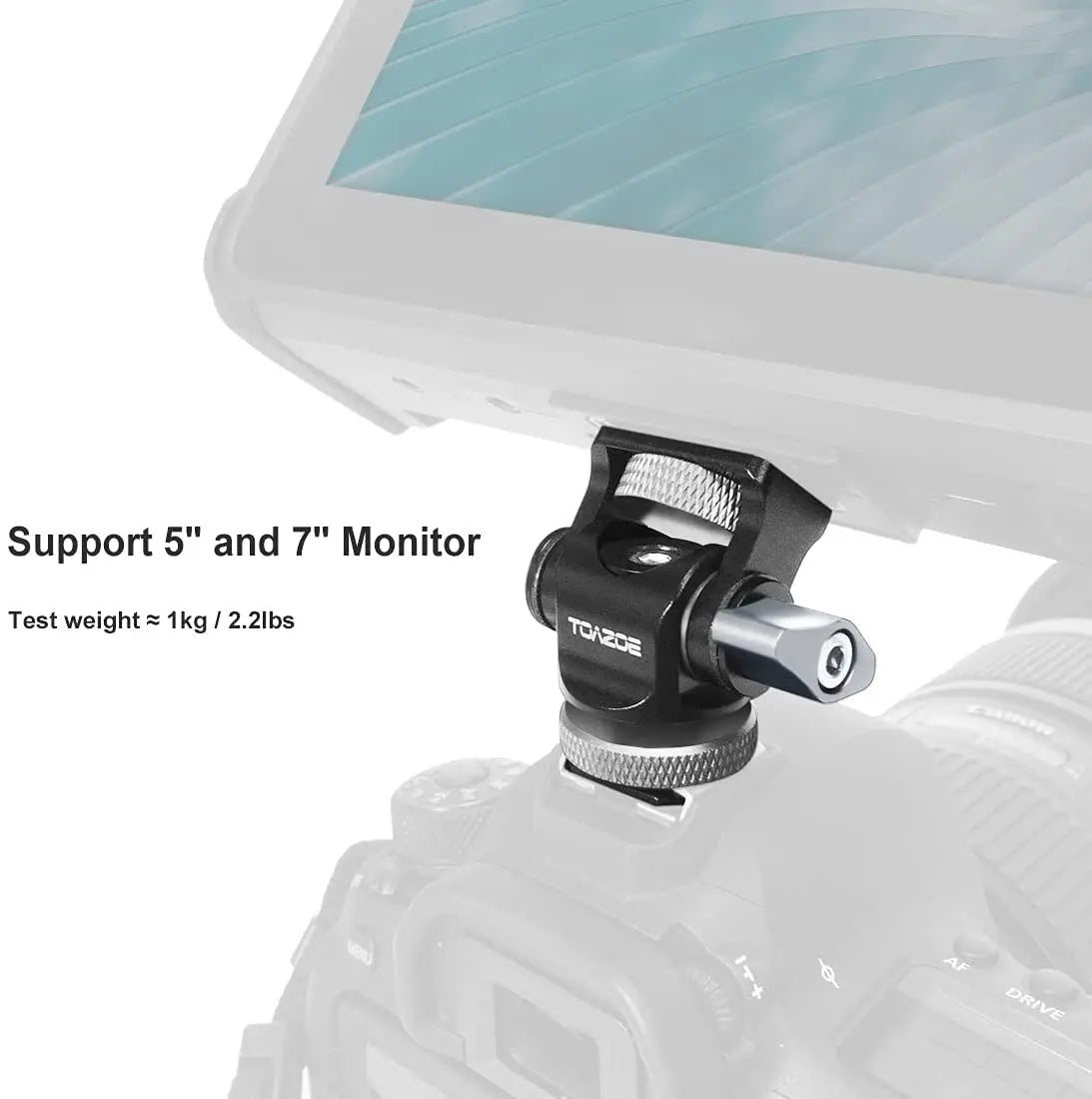 TOAZOE DSLR Camera Monitor Mount – Adjustable Swivel & Tilt Clamp with Cold Shoe Base for Flash & DIY Accessories