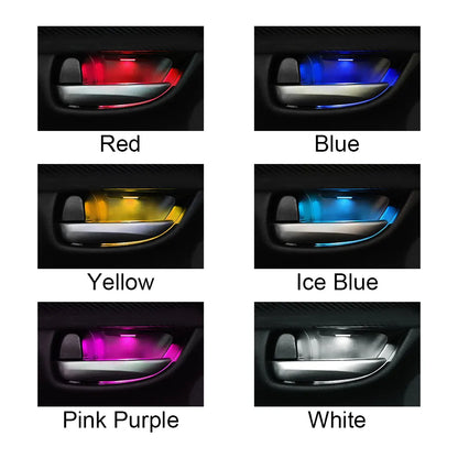 4Pcs Car Styling LED Interior Door Handle Lighting | Universal Auto Atmosphere Lamp | Armrest Inner Bowl Decorative Lights