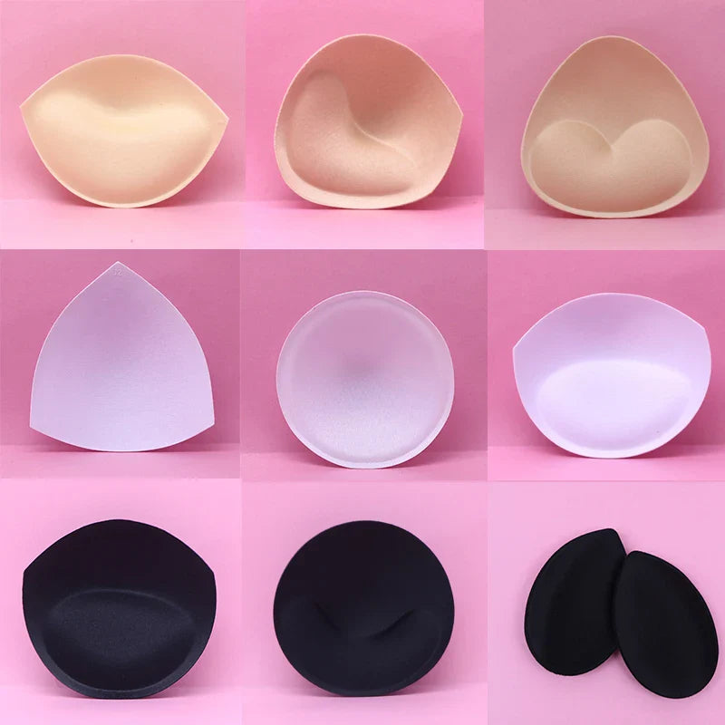 2 Pairs Sponge Bra Pads: Push-Up Breast Enhancer Inserts for Swimsuit Bikini Padding - Removable Chest Cup Pads