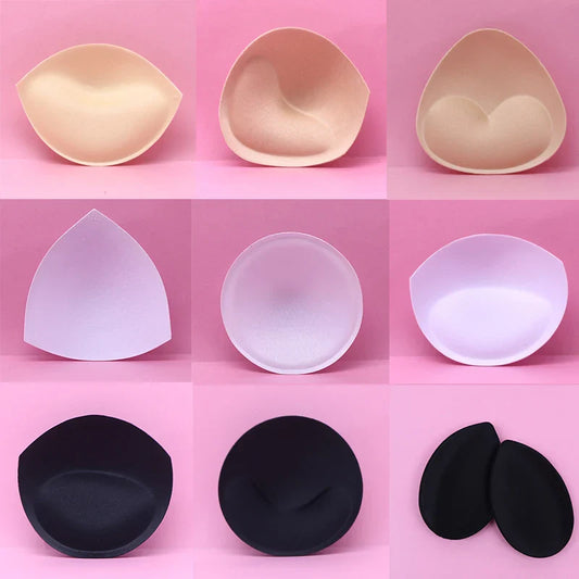 2 Pairs Sponge Bra Pads: Push-Up Breast Enhancer Inserts for Swimsuit Bikini Padding - Removable Chest Cup Pads