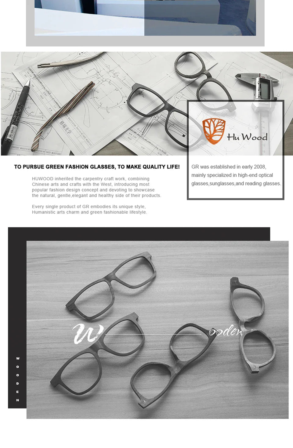 HU WOOD Square Polarized Sunglasses for Men — UV400 Fashion Sport & Driving Sun Glasses
