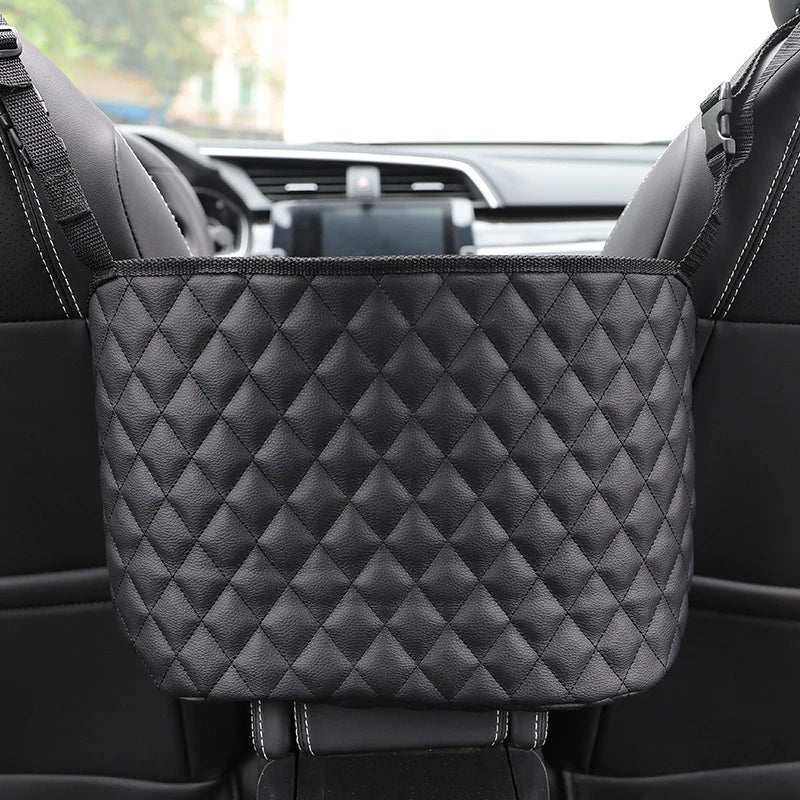 SEAMETAL PU Leather Car Handbag Holder - Seat Back Hanging Storage Organizer for Auto Interior