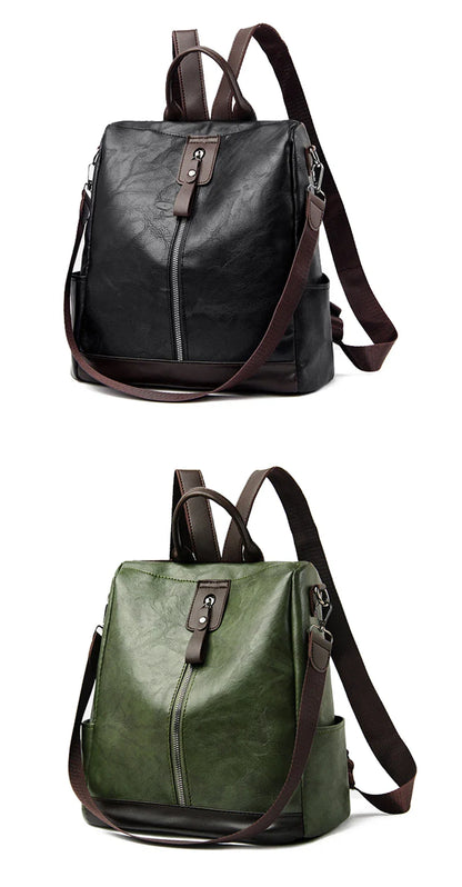 Fashion Anti-Theft Women's Backpack - High-Quality PU Leather, Large Capacity, Travel Shoulder Handbag