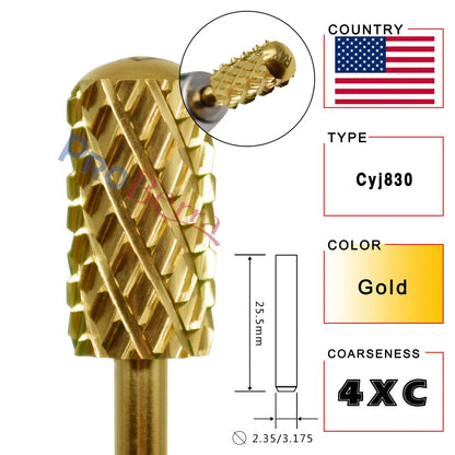RolinStar 6.6 Large Barrel 4XC Nail Drill Bits – 7 Colors Gold, Silver, Dark Purple, Blue, Rainbow, Rose Gold Milling Tool