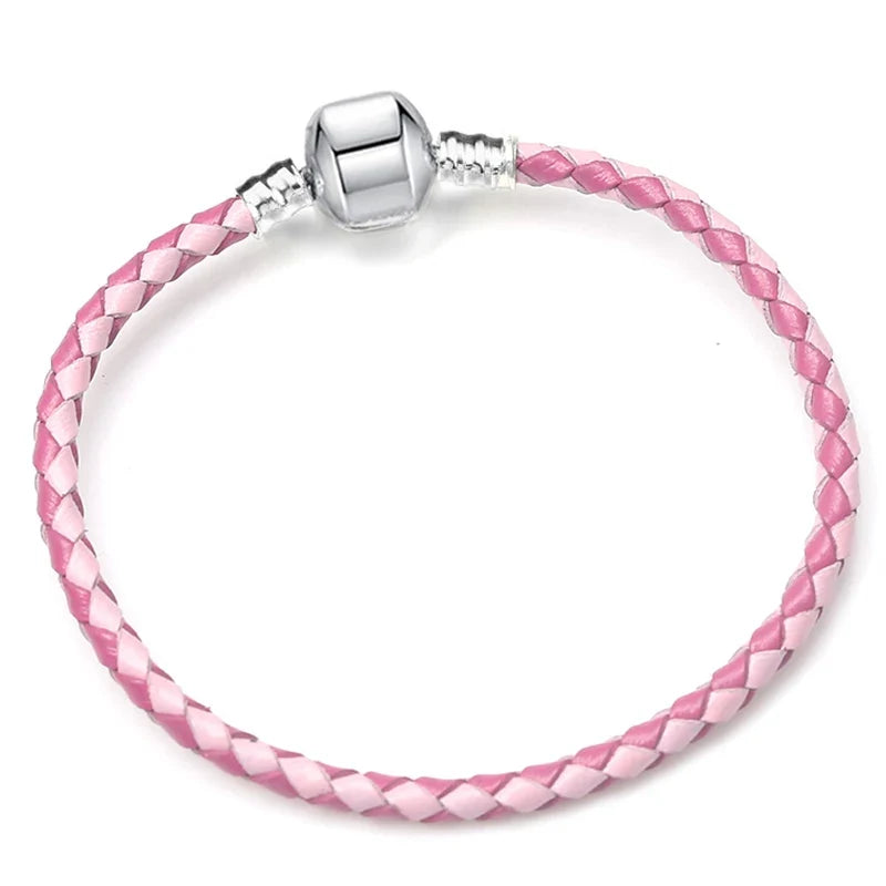BAOPON 9-Color Leather Charm Bracelet - DIY Chain Jewelry Gift for Women & Girls