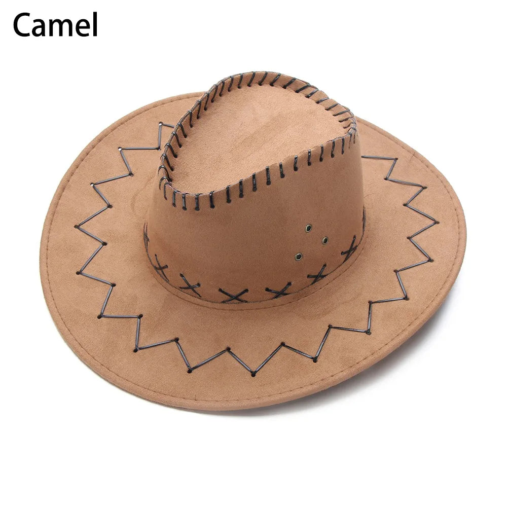 Western Cowboy Hat – Faux Leather Fedora for Men, Women & Kids, Wide Brim Beach & Travel Cap in Black, White & Pink
