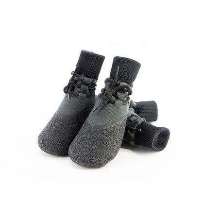 Enhance Your Dog's Outdoor Adventures with 4 Fashionable Non-Slip Dog Shoes - Waterproof Knitted Paw Protectors with Adjustable Straps