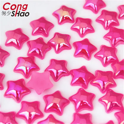 Cong Shao 100pcs 12mm Star AB Acrylic Rhinestones — Flatback Crystals for DIY Clothing & Jewelry Decoration