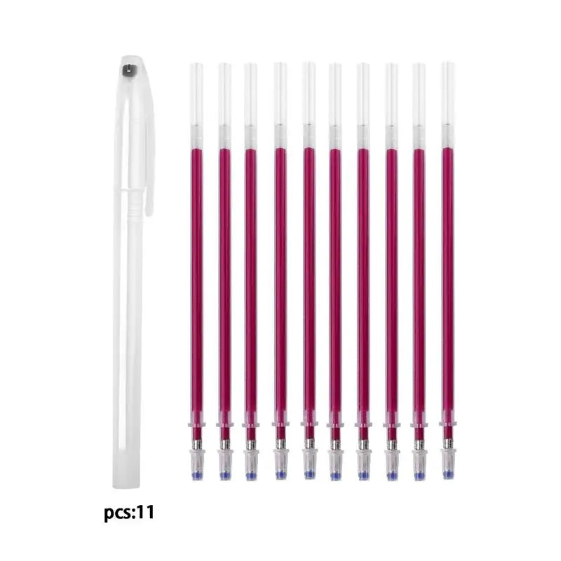 10Pcs Heat Erasable Fabric Marker Pens — Temperature Disappearing Pens for DIY Sewing, Craft & Fabric Marking