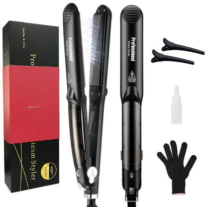 Professional Steam Hair Straightener – Ceramic Vapor Flat Iron, 450℉ Heat & Argan Oil Treatment Hair Care Tool