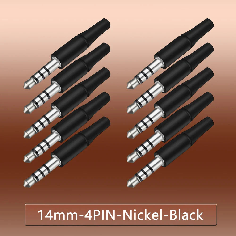 10pcs White & Black 3.5mm Stereo Headset Plug Adapter 3/4 Poles Audio Jack Connector for iPhone 2.5mm