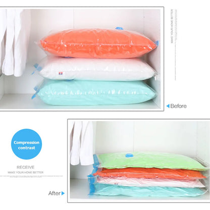 4-Pack Vacuum Storage Bags - Space-Saving Compression Bags for Travel, Clothes, Pillows, Bedding, Home Closet Organizer with Seal Zipper