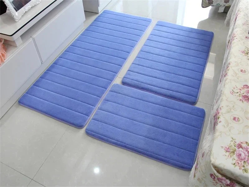Water Absorption Anti-Slip Bath Mat Set - Bathroom, Toilet, Living Room, Bedroom Floor Carpet (1PC/3PC)