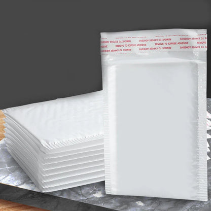 50Pcs White Poly Bubble Mailers – Self-Seal Padded Envelopes for Gifts, Books, and Packaging, Shipping Bags