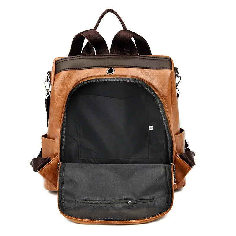 Fashion Anti-Theft Women's Backpack - High-Quality PU Leather, Large Capacity, Travel Shoulder Handbag